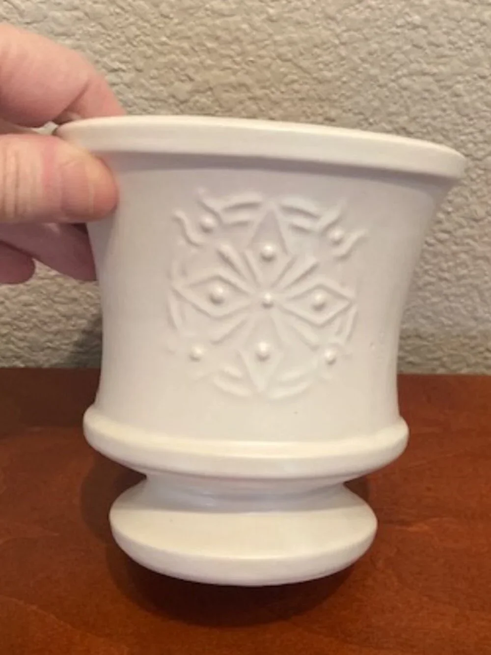 Vintage White McCoy USA Vase – Embossed Floral Pattern